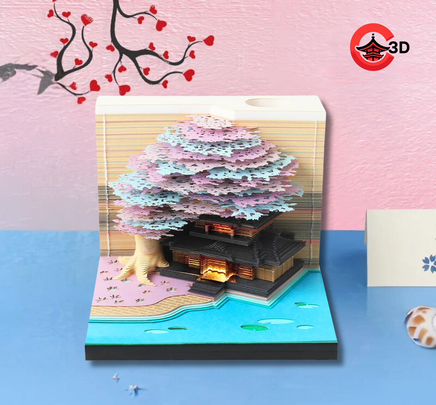 Purple Tree House 3D Notepad (With Light)