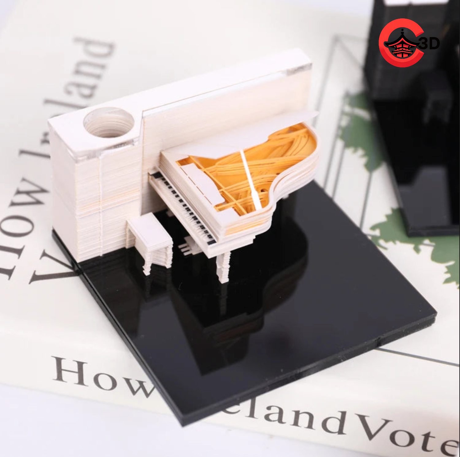 White Piano 3D Notepad